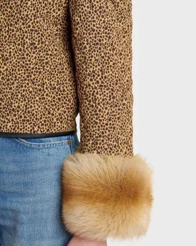 Valentino Garavani Quilted Spotted Silk Jacket with Lamb Shearling Cuffs | Thumbnail 5 Valentino Garavani Quilted Spotted Silk Jacket with Lamb Shearling Cuffs | Thumbnail 5
