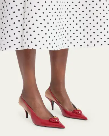 Valentino Garavani 75mm Coeur Royal Leather Slingback Pumps | Thumbnail 6 Valentino Garavani 75mm Coeur Royal Leather Slingback Pumps | Thumbnail 6