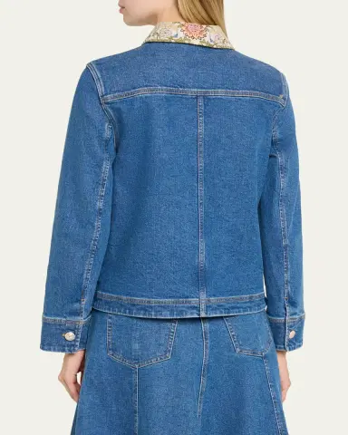 Cinq a Sept Dalton Floral-Collar Denim Jacket | Thumbnail 3 Cinq a Sept Dalton Floral-Collar Denim Jacket | Thumbnail 3