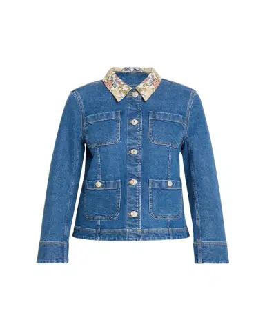 Cinq a Sept Dalton Floral-Collar Denim Jacket | Thumbnail 1 Cinq a Sept Dalton Floral-Collar Denim Jacket | Thumbnail 1