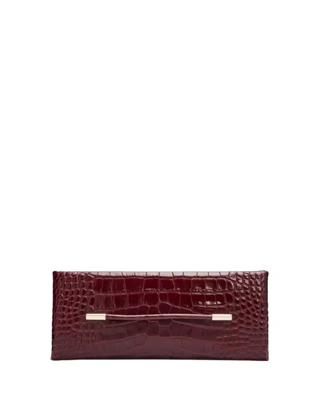 Ava Croc-Embossed Leather Clutch
