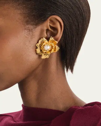 Oscar de la Renta Wild Poppy Pearly Earrings | Thumbnail 2