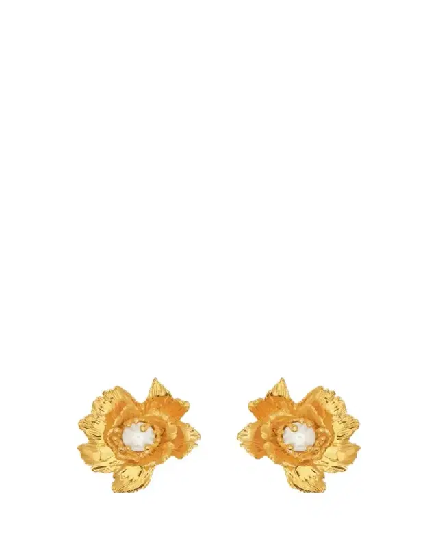 Oscar de la Renta Wild Poppy Pearly Earrings