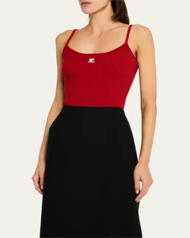 Courrèges Logo Ribbed Knit Tank Top | Thumbnail 8