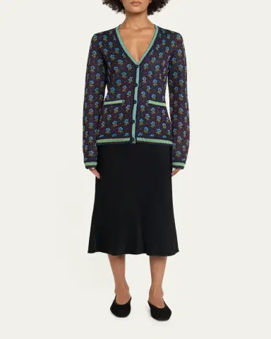 Etro Floral Knit V-Neck Cardigan | Thumbnail 2 Etro Floral Knit V-Neck Cardigan | Thumbnail 2