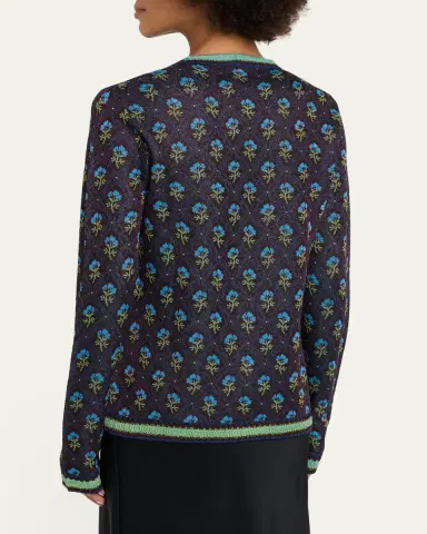 Etro Floral Knit V-Neck Cardigan | Thumbnail 3 Etro Floral Knit V-Neck Cardigan | Thumbnail 3