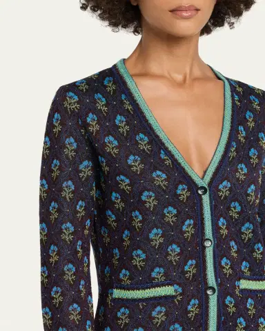 Etro Floral Knit V-Neck Cardigan | Thumbnail 5 Etro Floral Knit V-Neck Cardigan | Thumbnail 5