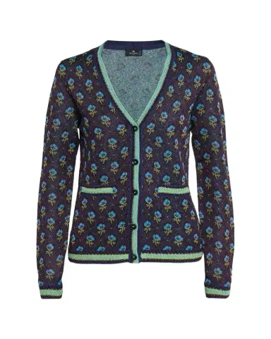 Etro Floral Knit V-Neck Cardigan | Thumbnail 1 Etro Floral Knit V-Neck Cardigan | Thumbnail 1