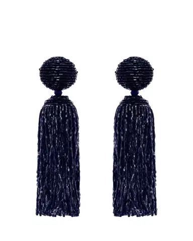 Oscar de la Renta Metallic Beaded Tassel Clip-On Earrings | Thumbnail 1