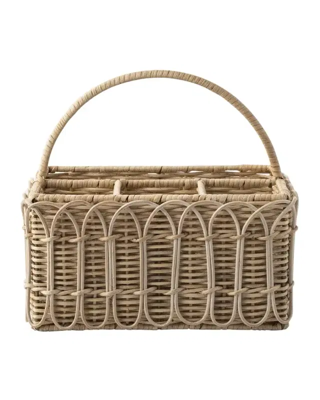 Juliska Provence Rattan Silverware Caddy - Whitewash