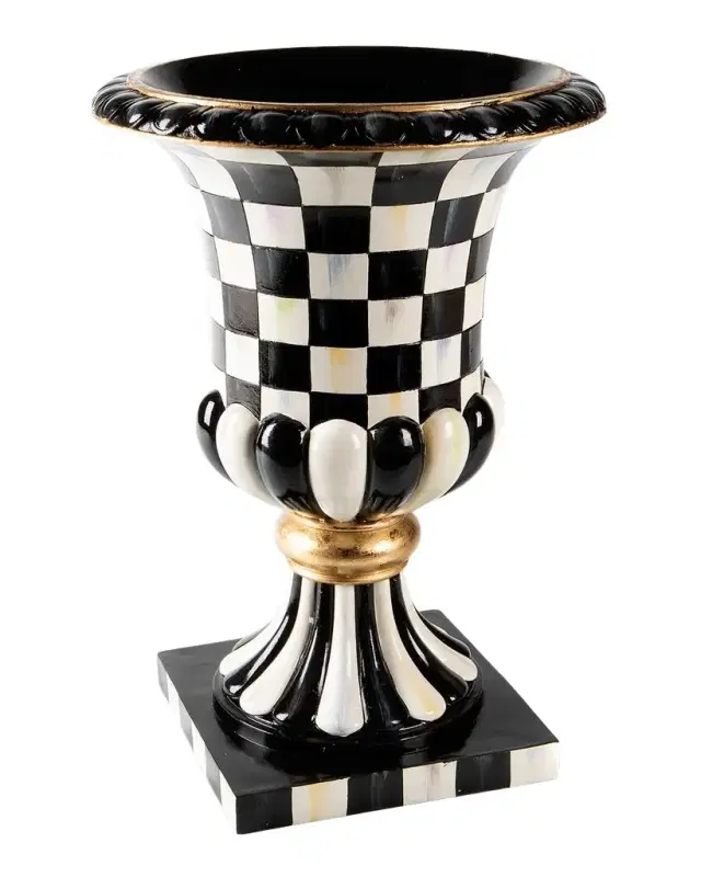 MacKenzie-Childs Courtly Check Pedestal Tabletop Urn