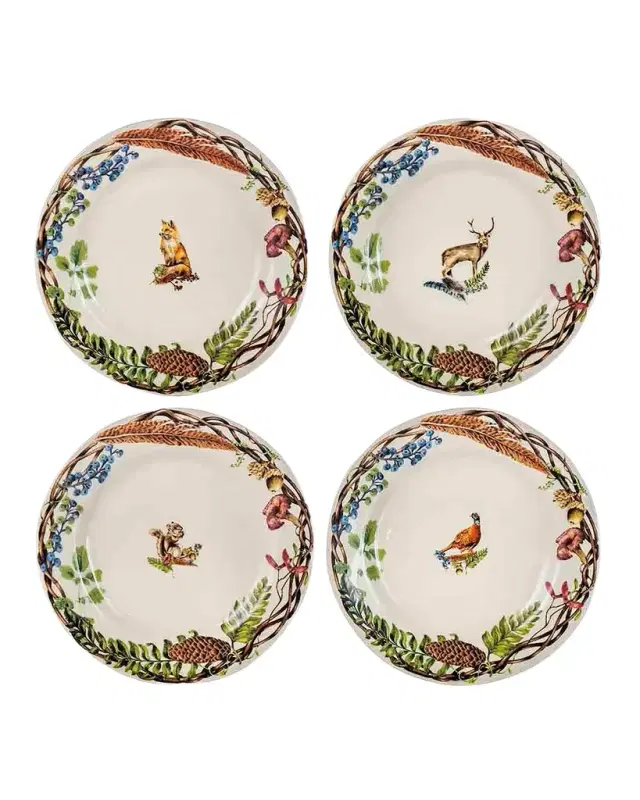 Juliska Forest Walk Cafe Au Lait Dessert/Salad Plates, Set of 4