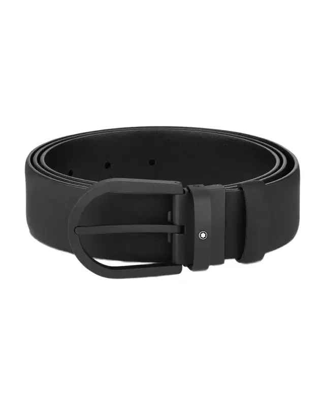 Montblanc Men 's Tonal Horseshoe Buckle Leather Belt