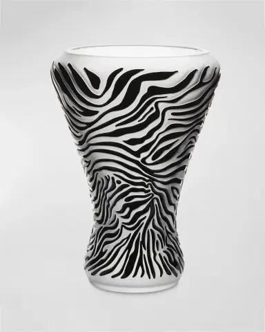 Lalique Enameled Zebra Crystal Vase | Thumbnail 3 Lalique Enameled Zebra Crystal Vase | Thumbnail 3