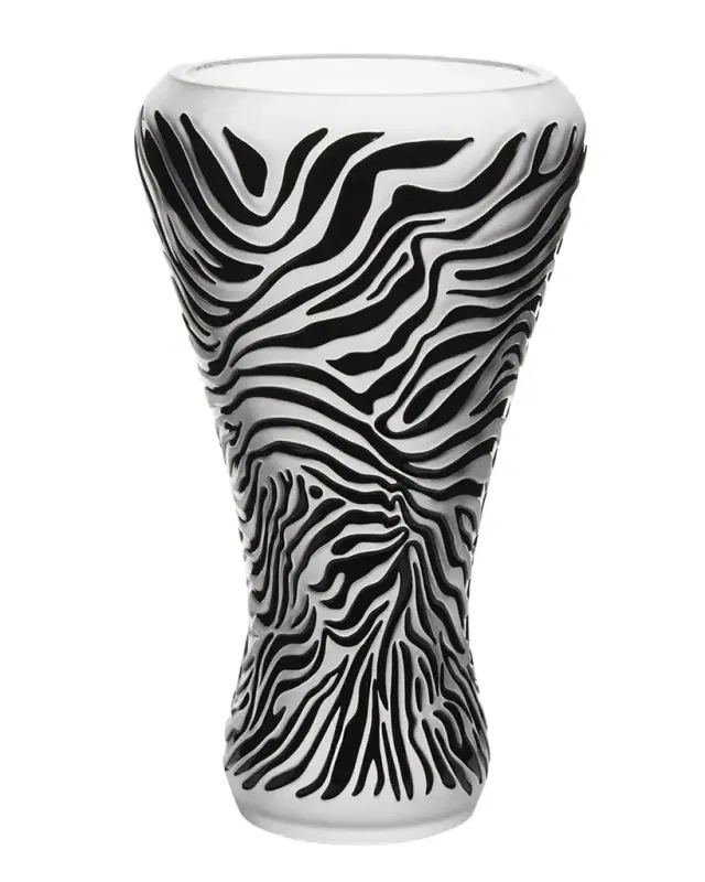 Lalique Enameled Zebra Crystal Vase