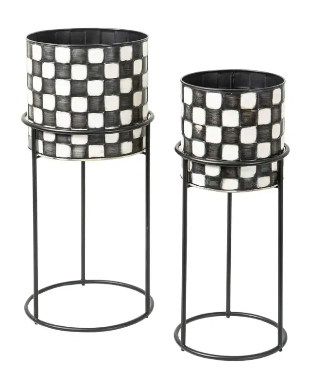 MacKenzie-Childs Check It Out Planters, Set of 2
