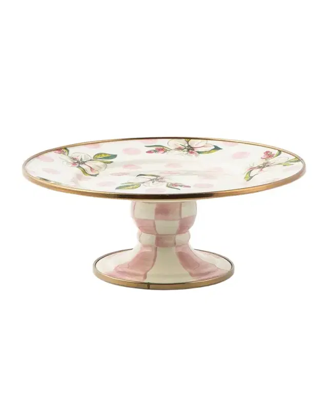MacKenzie-Childs Wildflowers Enamel Mini Pedestal Platter Pink