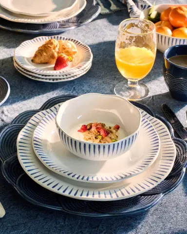 Juliska Sitio Stripe Delft Blue 16-Piece Dinnerware Set | Thumbnail 5 Juliska Sitio Stripe Delft Blue 16-Piece Dinnerware Set | Thumbnail 5