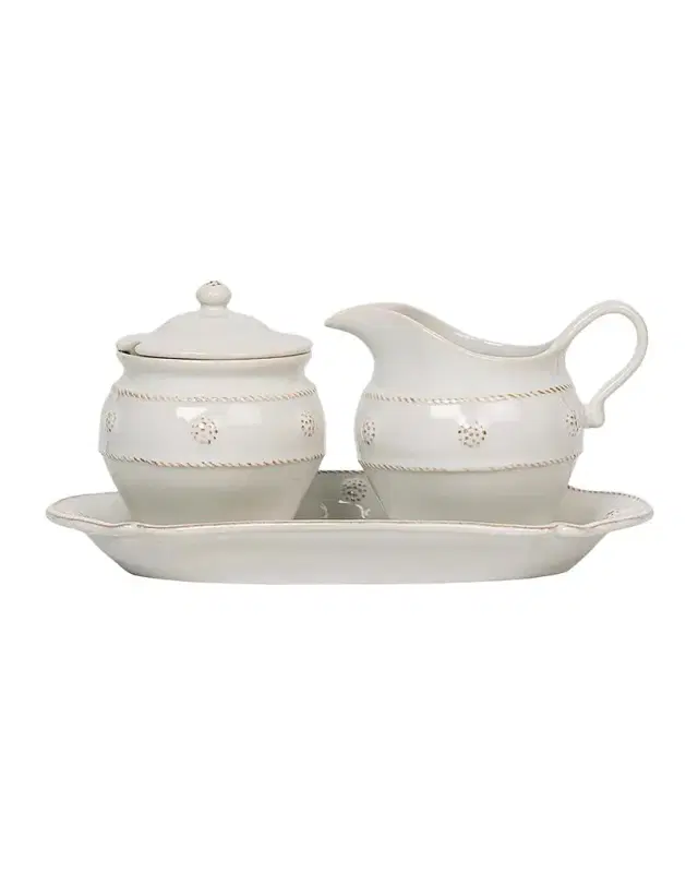 Juliska Berry & Thread Whitewash 3-Piece Sugar and Creamer Set