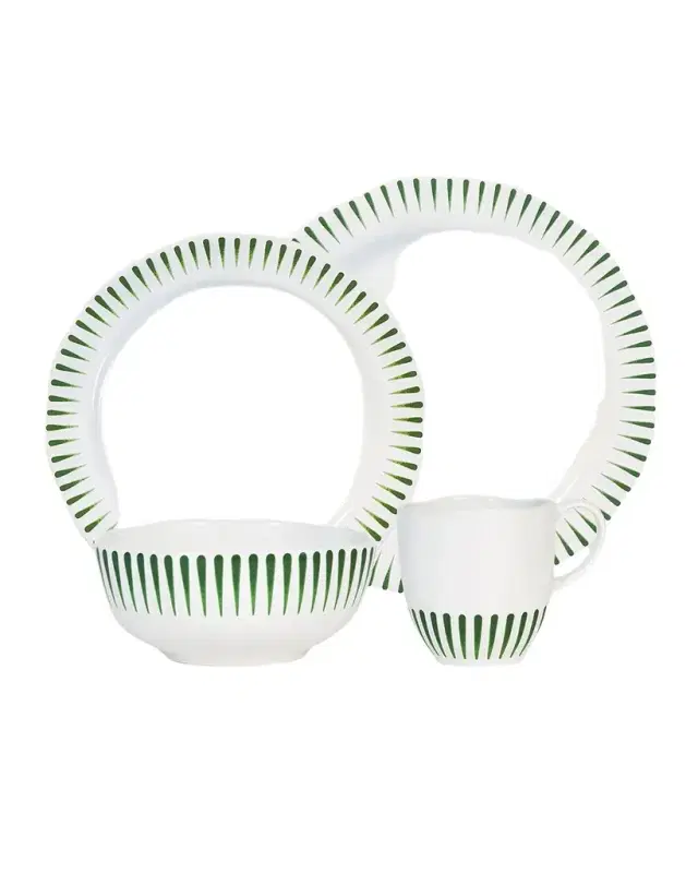 Juliska Sitio Stripe Basil 4-Piece Place Setting, Service for 1