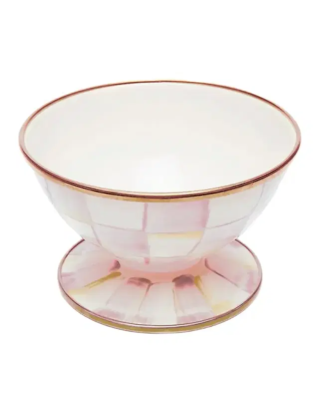 MacKenzie-Childs Rosy Check Enamel Ice Cream Dish