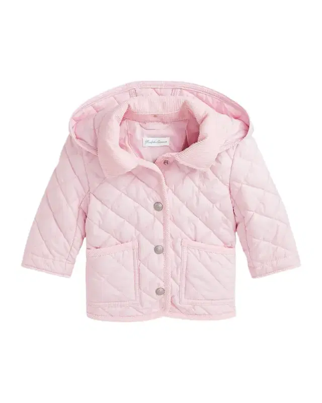 Polo Ralph Lauren Girl 's Audrey Quilted Collared Jacket, Size 9M-24M