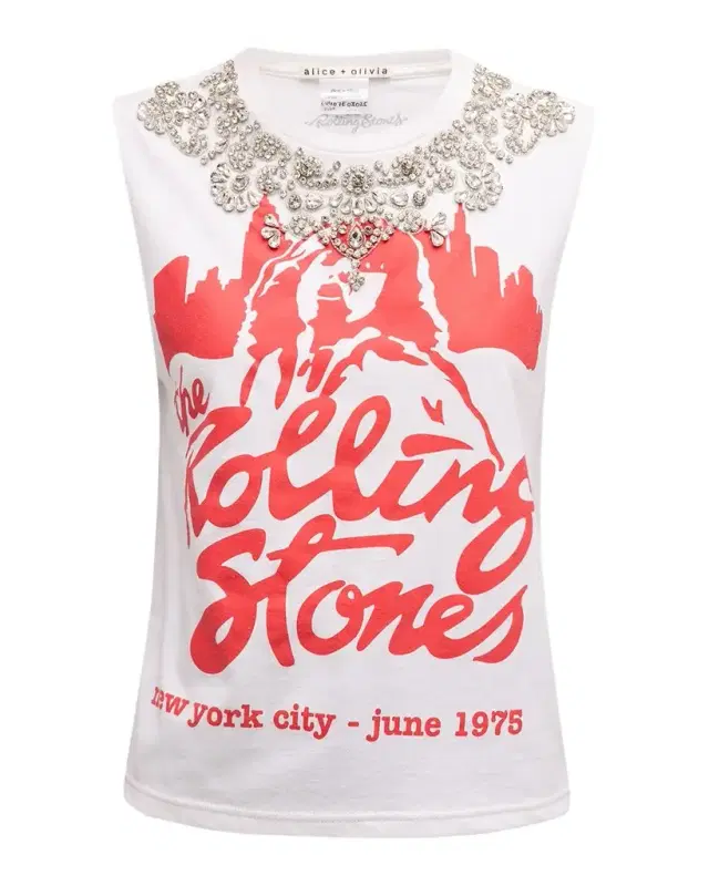 ALICE + OLIVIA Micah Embellished Graphic Muscle Tank