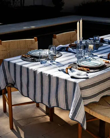Juliska Cabana Stripe Tablecloth | Thumbnail 3 Juliska Cabana Stripe Tablecloth | Thumbnail 3