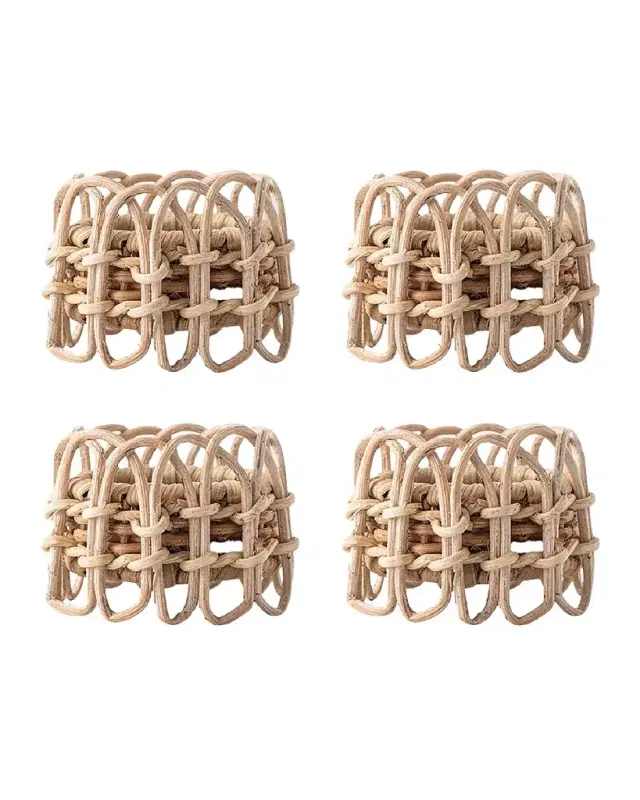 Juliska Provence Rattan Whitewash Napkin Rings, Set of 4