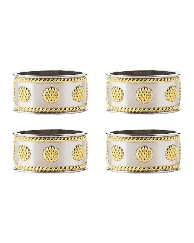 Juliska Berry & Thread Silver/Gold Napkin Ring, Set of 4