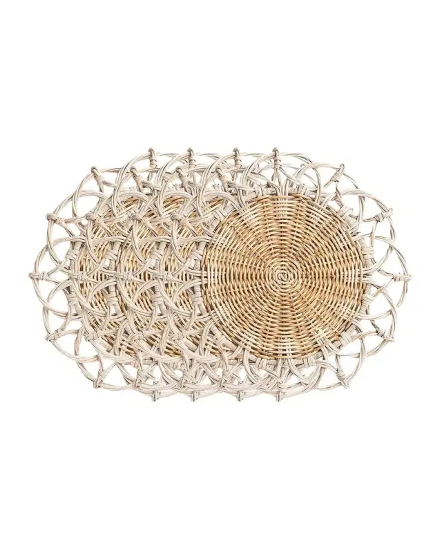 Juliska Provence Rattan Whitewash Placemats, Set of 4