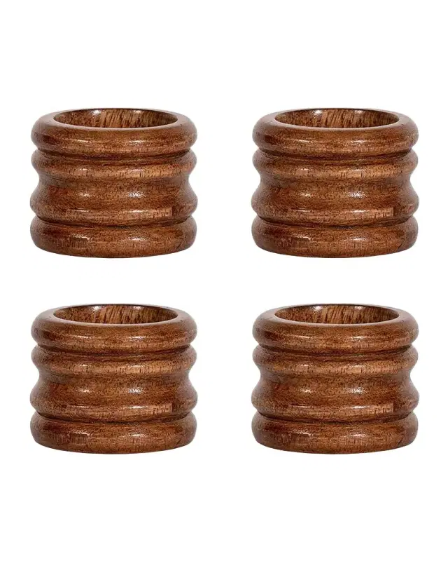 Juliska Bilbao Wood Napkin Rings, Set of 4