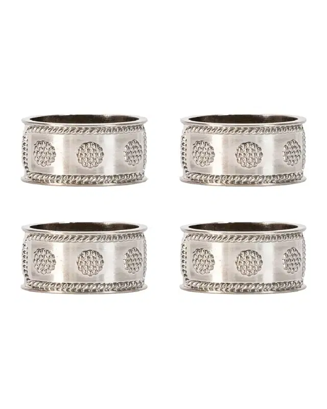 Juliska Berry & Thread Silver Napkin Ring, Set of 4