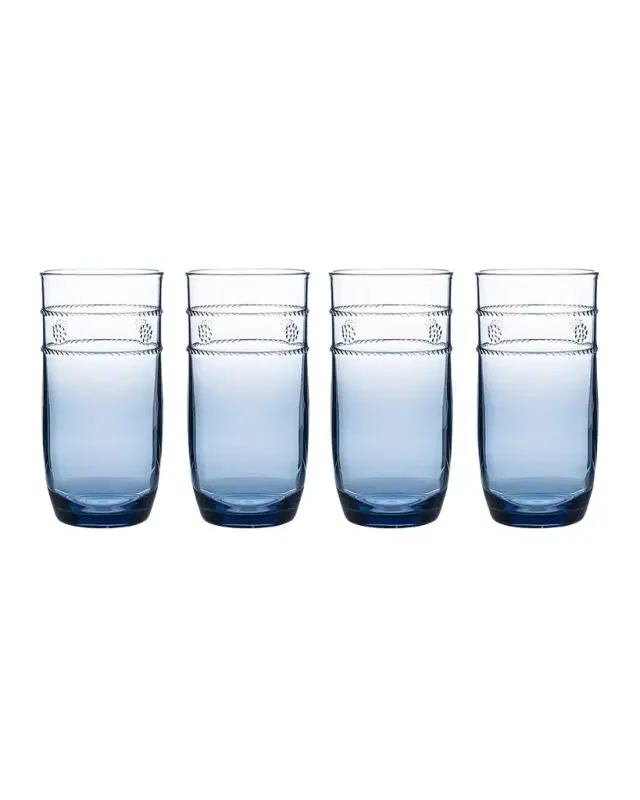 Juliska Isabella Acrylic Large Blue Tumblers, Set of 4