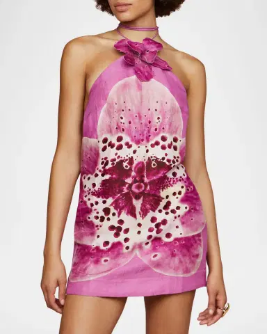 AMUR Everlee Orchid Print Mini Dress | Thumbnail 5