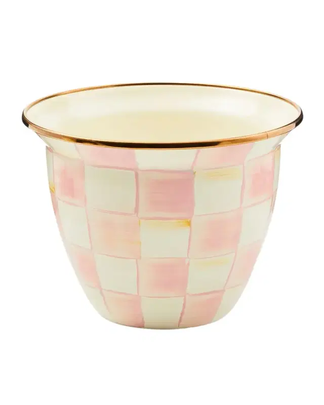 MacKenzie-Childs Rosy Check Large Flower Pot
