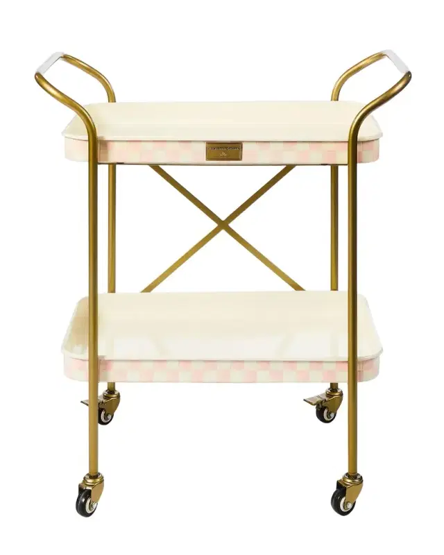 MacKenzie-Childs Rosy Check 2-Tier Kitchen Cart