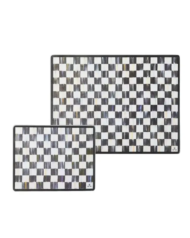 MacKenzie-Childs Courtly Check Glass Cutting Boards, Set of 2