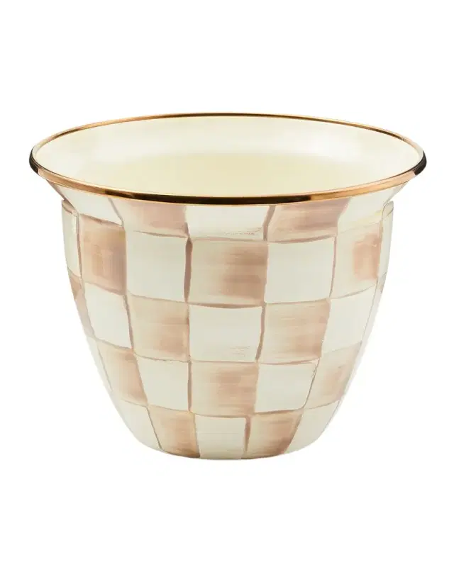MacKenzie-Childs Mocha Check Large Flower Pot