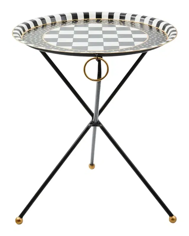 MacKenzie-Childs Tilt Top Black Tripod Table