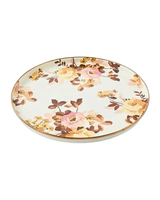 MacKenzie-Childs Wild Rose White Round Tray
