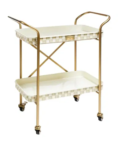MacKenzie-Childs Mocha Check 2-Tier Kitchen Cart | Thumbnail 1 MacKenzie-Childs Mocha Check 2-Tier Kitchen Cart | Thumbnail 1