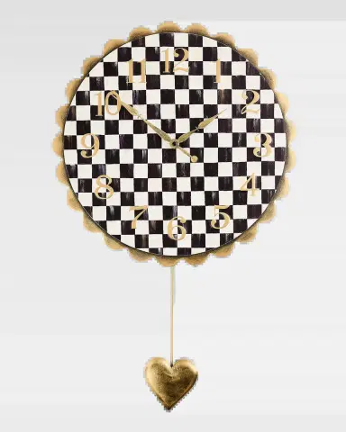 MacKenzie-Childs Courtly Check Heart Pendant Wall Clock | Thumbnail 2 MacKenzie-Childs Courtly Check Heart Pendant Wall Clock | Thumbnail 2