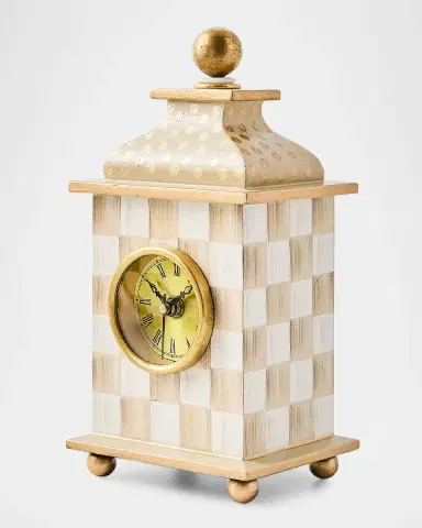 MacKenzie-Childs Mocha Check Desk Clock | Thumbnail 2 MacKenzie-Childs Mocha Check Desk Clock | Thumbnail 2
