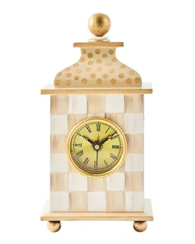 MacKenzie-Childs Mocha Check Desk Clock | Thumbnail 1 MacKenzie-Childs Mocha Check Desk Clock | Thumbnail 1