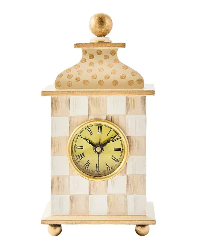 MacKenzie-Childs Mocha Check Desk Clock