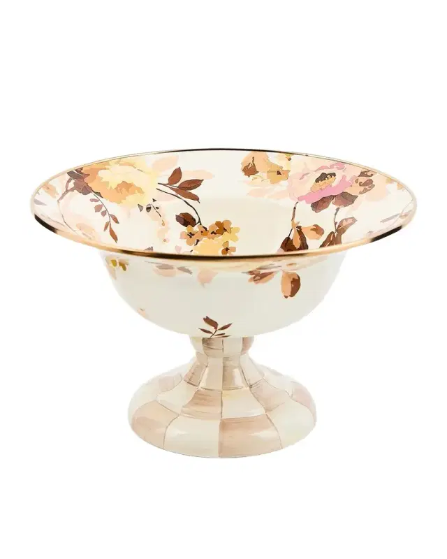 MacKenzie-Childs Wild Rose White Large Compote
