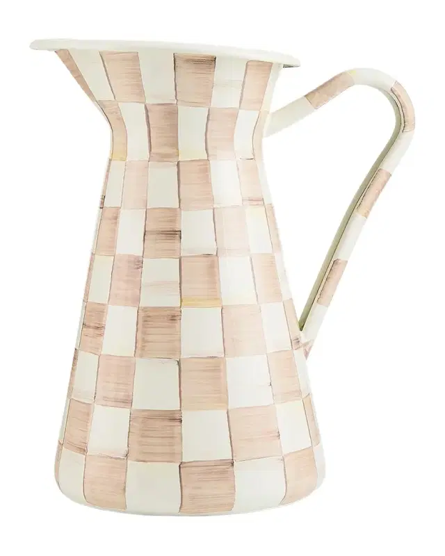 MacKenzie-Childs Mocha Check Large Pitcher