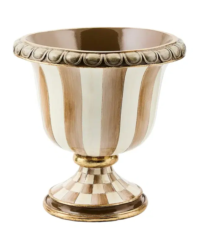 MacKenzie-Childs Mocha Stripe Tabletop Urn