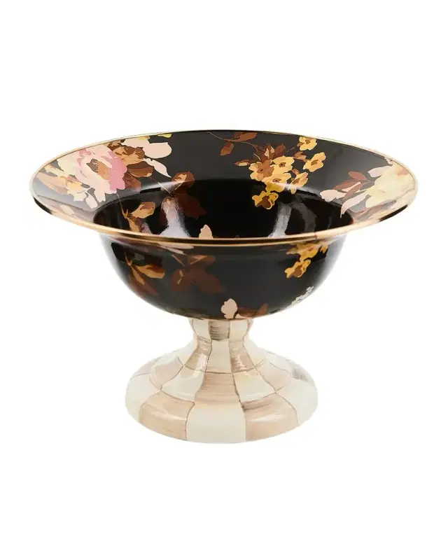 MacKenzie-Childs Wild Rose Mocha Large Compote